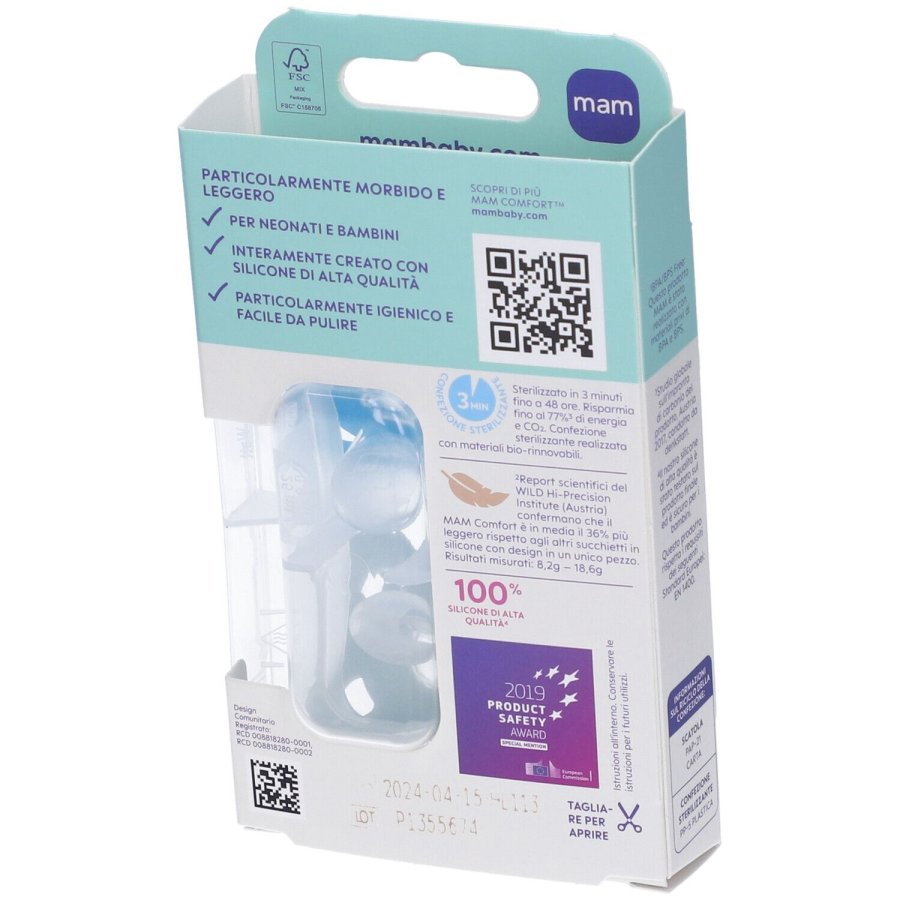 Mam Comfort Succhietto Silicone 2-6 Mesi Maschio 2 Pezzi 