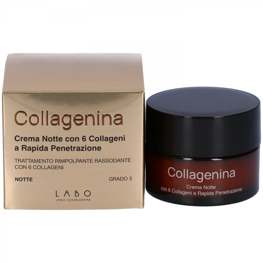 Labo Collagenina Crema Notte con 6 Collageni a Rapida Penetrazione - 50ml, Trattamento Rimpolpante Rassodante