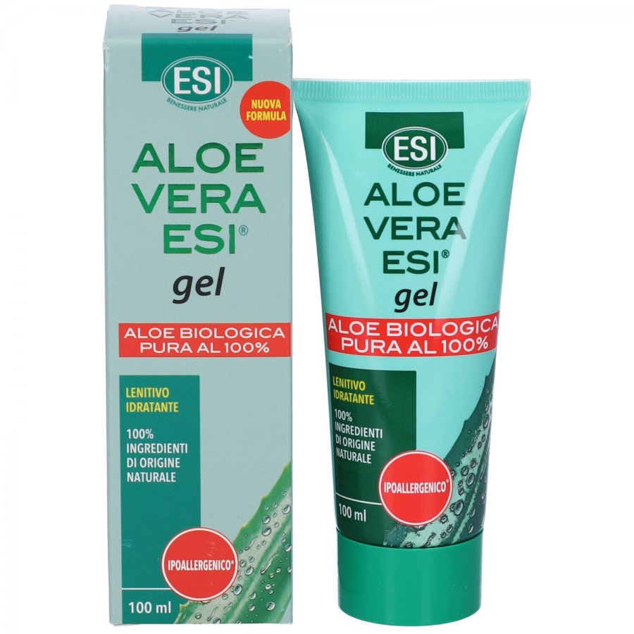 ESI Aloe Vera Gel 100ml - Gel Idratante e Lenitivo con Aloe Vera Biologica per la Pelle