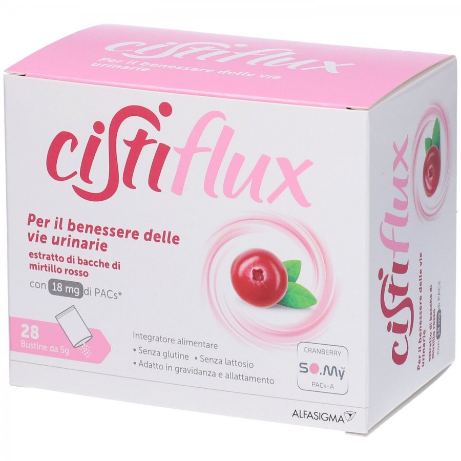 Alfasigma Cistiflux A18, Integratore Vie Urinarie, 28 Bustine – Mirtillo Rosso, Proantocianidine