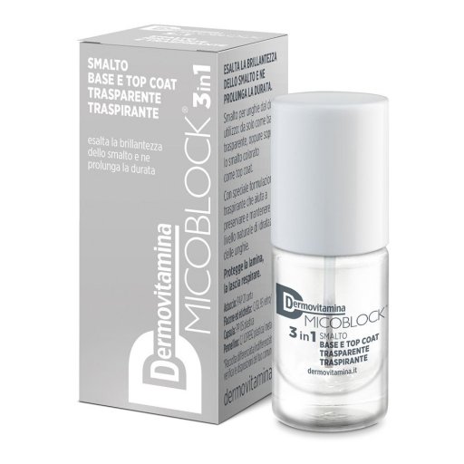 Dermovitamina Micoblock 3 in 1 – Smalto Idratante Traspirante Colore Trasparente, 5ml, Trattamento Unghie, Protezione e Idratazione
