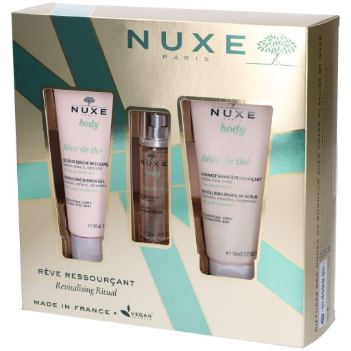 Nuxe Body Rêve de Thé Cofanetto, Set Profumo 30ml, Gel Doccia 100ml, Scrub 150ml, Trattamenti Rigeneranti al Tè Verde