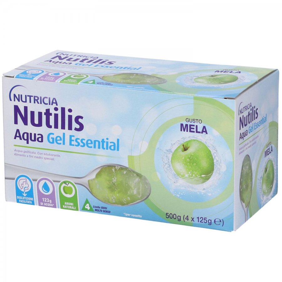 Nutricia Nutilis Aqua Essential Gel Mela 4x125g - Alimento per disfagia