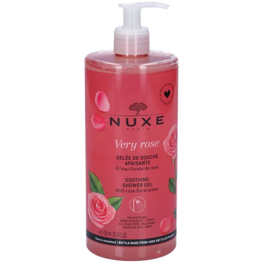 Nuxe Very Rose Gel Doccia Lenitivo 750ml, Deterge e Lenisce, Gel Doccia per Pelle Sensibile