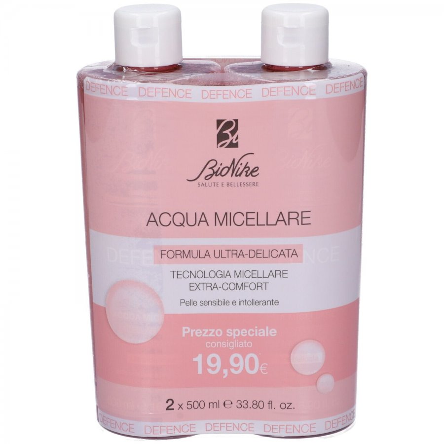 Bionike Defence Acqua Micellare 2x500ml - Struccante Delicato per Tutti i Tipi di Pelle