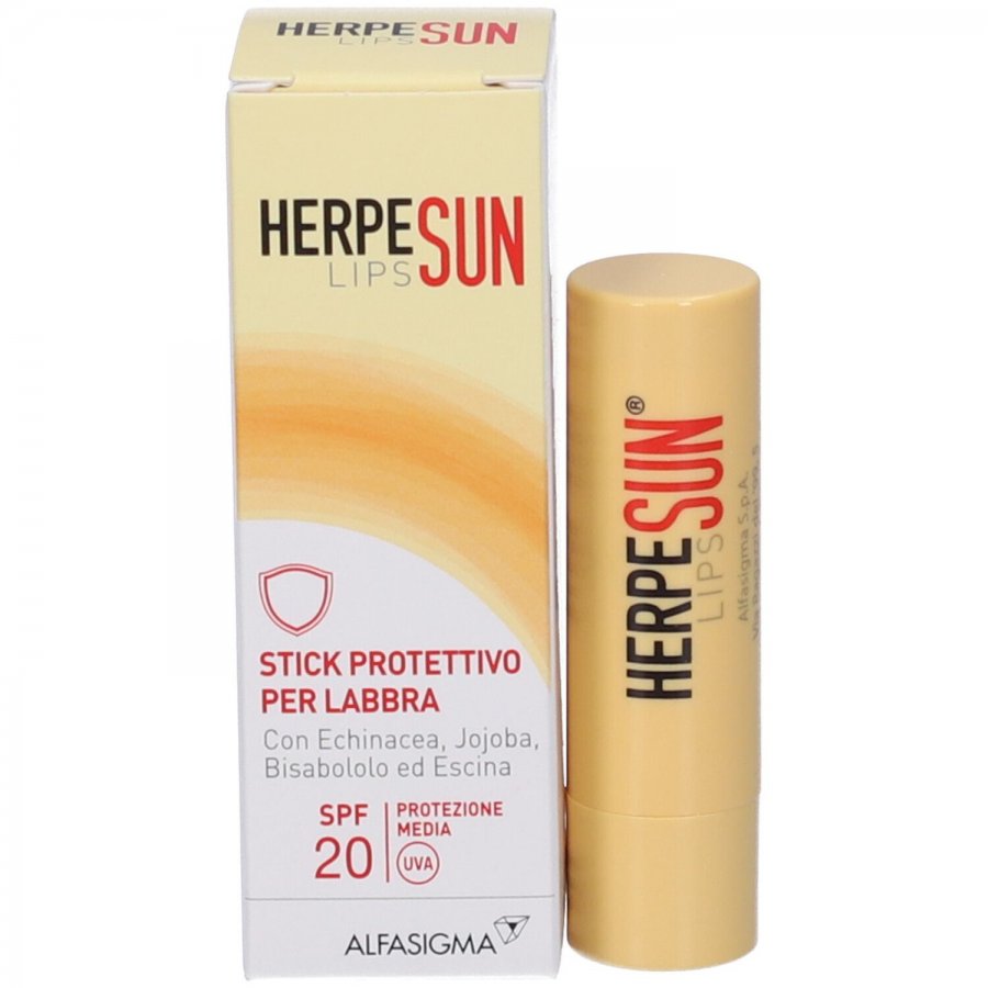 Alfasigma Herpesun Defend Stick Protettivo Labbra SPF20, 5ml – Prevenzione Herpes e Idratazione