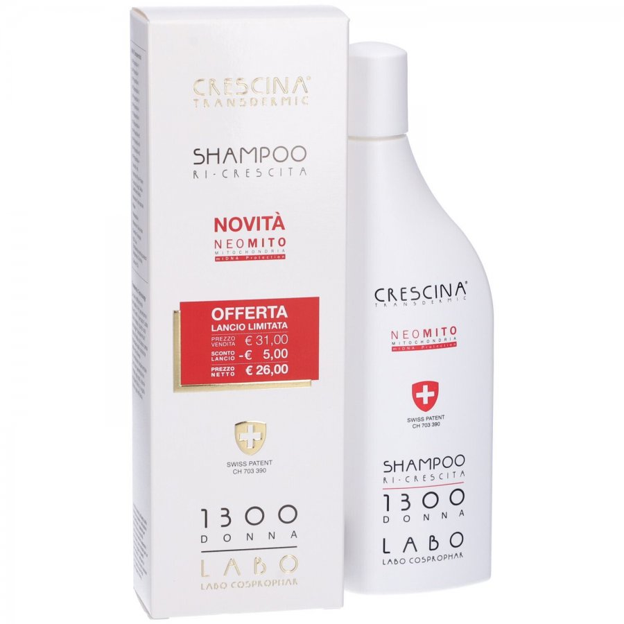 Crescina Shampoo Ri-Crescita Neo-MITO 1300 Donna 150ml - Shampoo Capelli Diradati