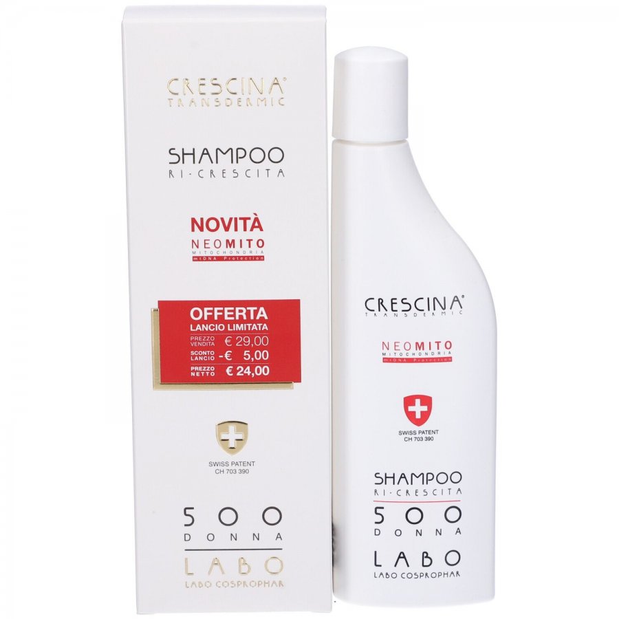 Labo Crescina Transdermic Shampoo Ri-Crescita Neo-MITO Formula 500 Donna - Shampoo per Capelli Diradati 150 ml