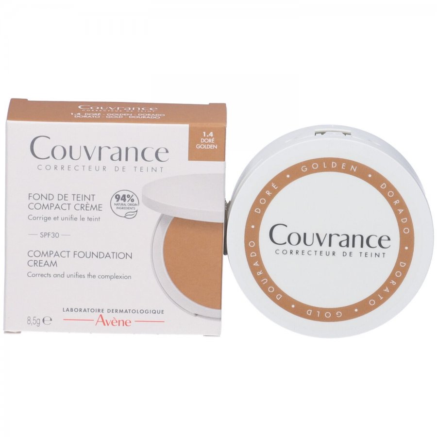 Eau Thermale Avène Couvrance Fondotinta Compatto In Crema 1.14 Dorato, 8,5g – Correzione Imperfezioni, Lunga Tenuta