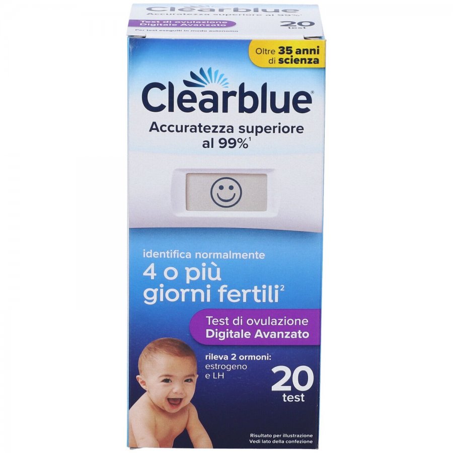 Clearblue Test di Ovulazione Digitale Avanzato – 20 Test, Identifica i Giorni Fertili con Precisione