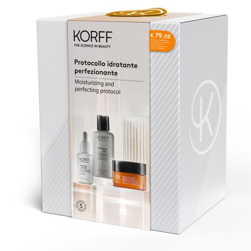 Korff Cofanetto Idratante Perfezionante Soluzione Esfoliante + Siero Viso + Crema Viso