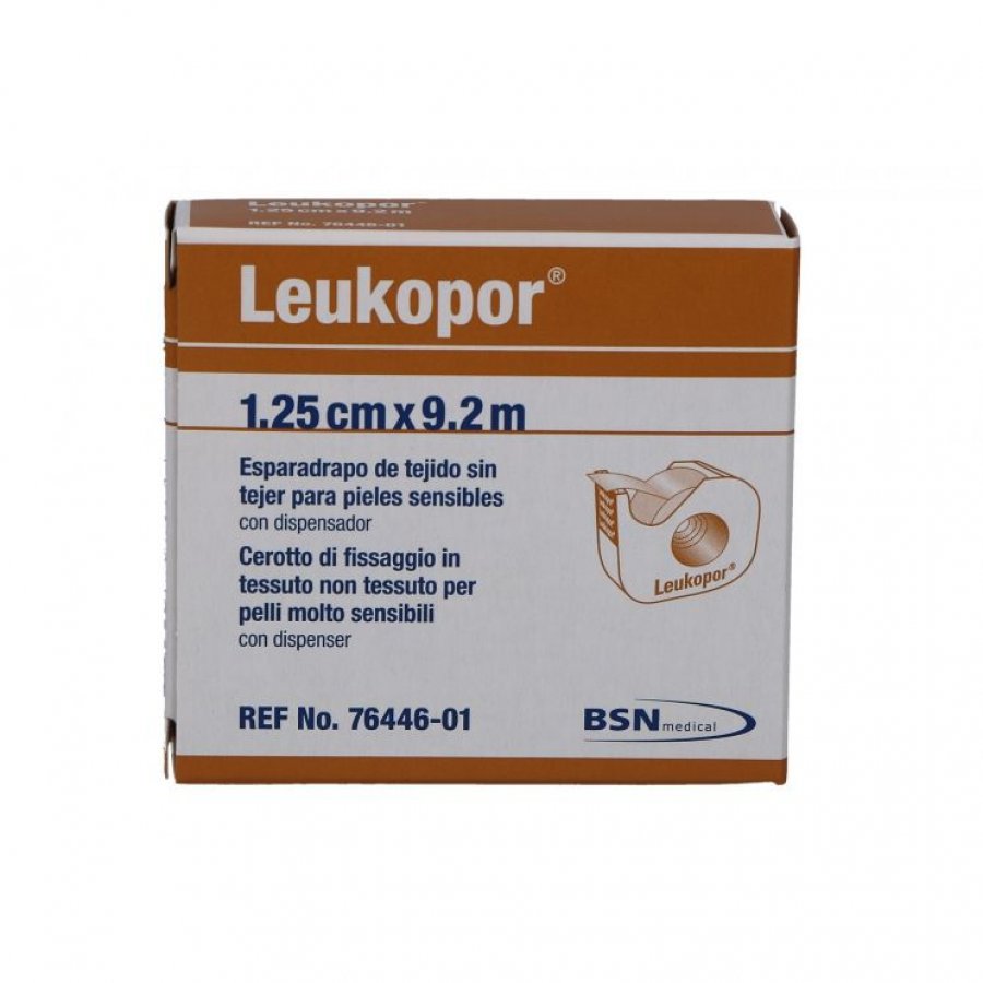 Leukopor Cerotto Rocchetto TNT Bianco 1,25x920cm Con Dispenser - Soluzione Ipoallergenica per Fissaggio Medicazioni