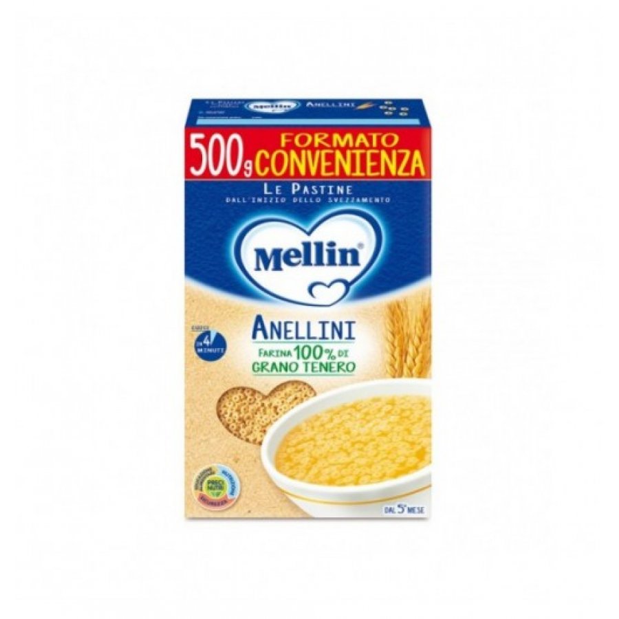 Mellin Pasta Anellini 500g 5Mesi+ - Pastina per Bambini con Calcio e Vitamine B