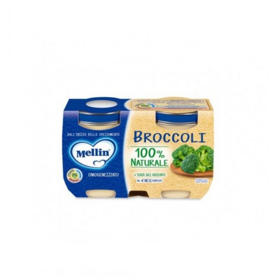 Mellin Omogeneizzato di Broccoli 2x125g - Alimento per Bambini, Senza Glutine