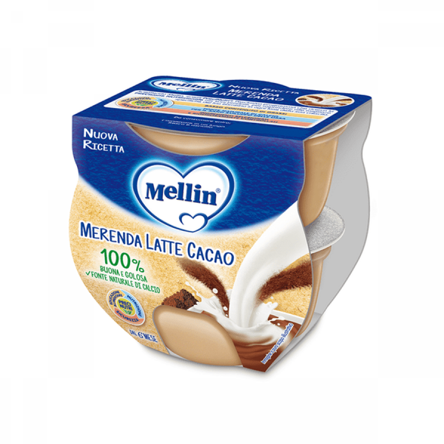 Mellin Merenda Latte e Cacao 2x100g - Alimento per Bambini 6-36 Mesi