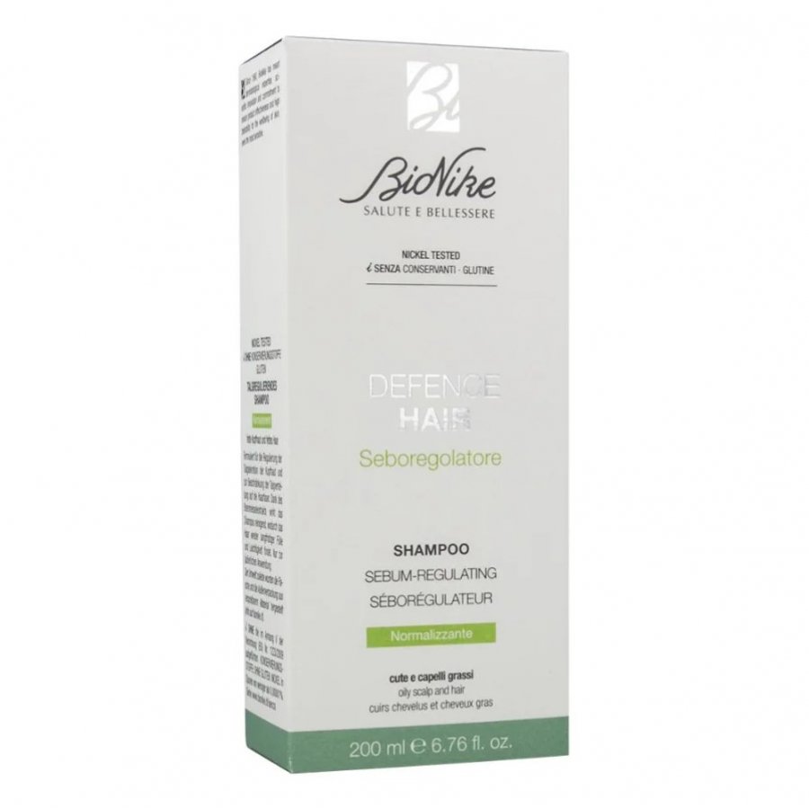 Bionike Defence Hair Shampoo Seboregolatore Fortificante, 200 ml, Shampoo per Capelli Grassi e Cuoio Capelluto Sensibile