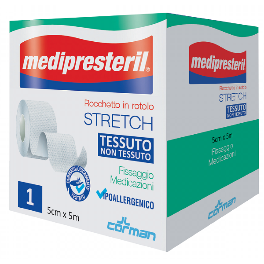 Medipresteril Rocchetto in Rotolo Stretch TNT 5x500cm - Nastro Adesivo  Medico, Marchio, Confezione da 1
