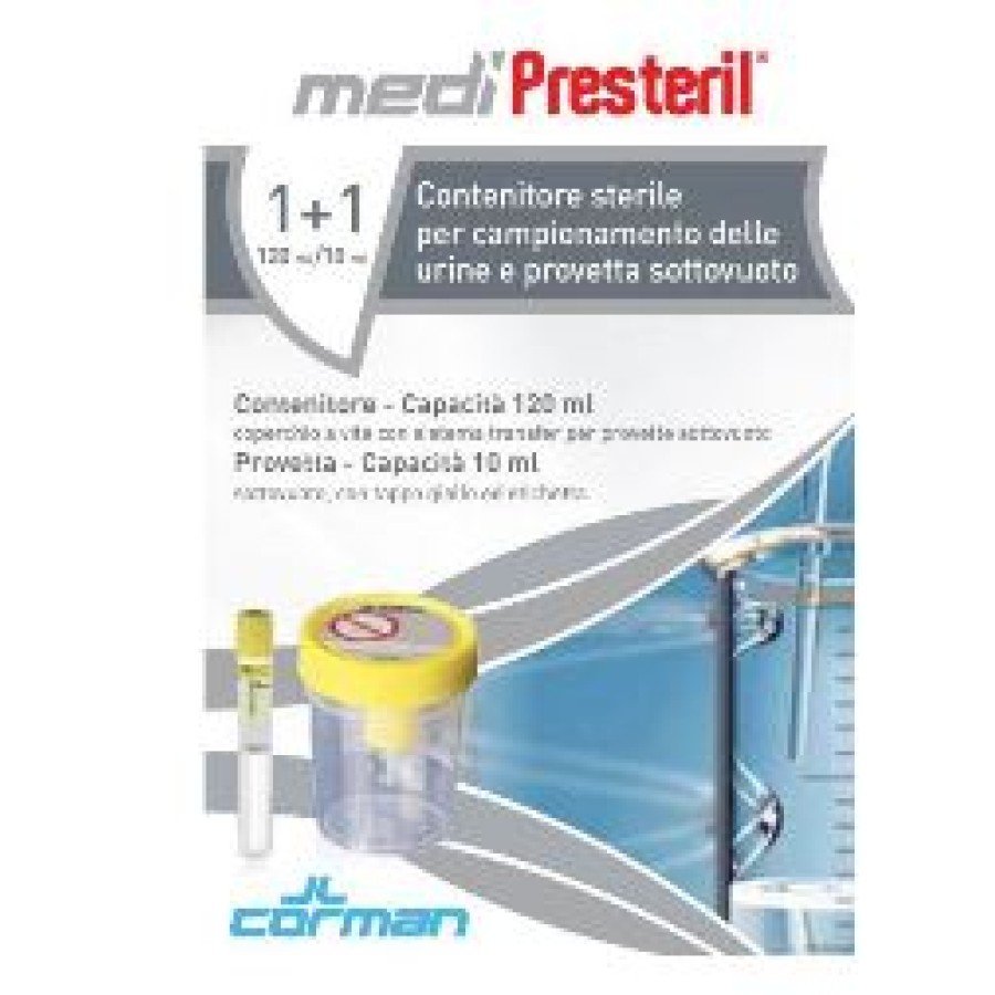 Medipresteril Contenitore Urina 120ml + Provetta Sottovuoto 10ml - Kit Raccolta Campioni