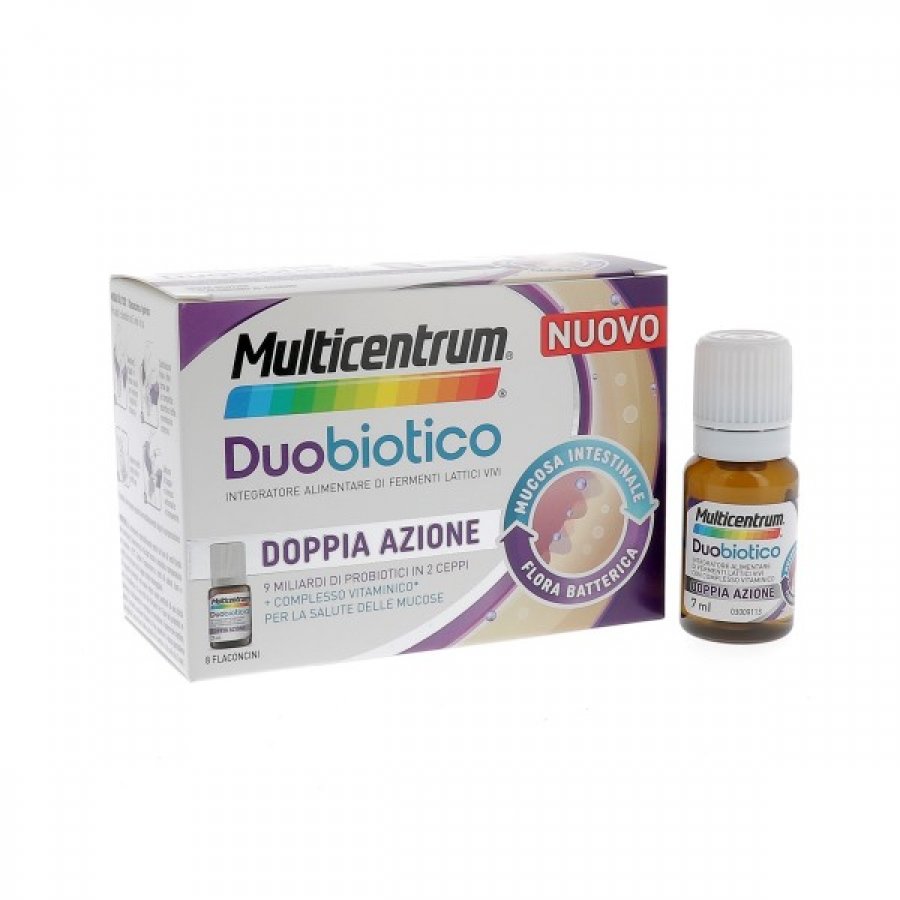 Multicentrum Duobiotico - Doppia Azione 16 Flaconcini, Integratore Probiotico e Multivitaminico