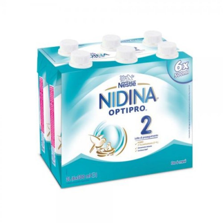 Nestlé - Nidina Optipro 2 Liquido 6x500ml - Latte di Proseguimento per  Lattanti