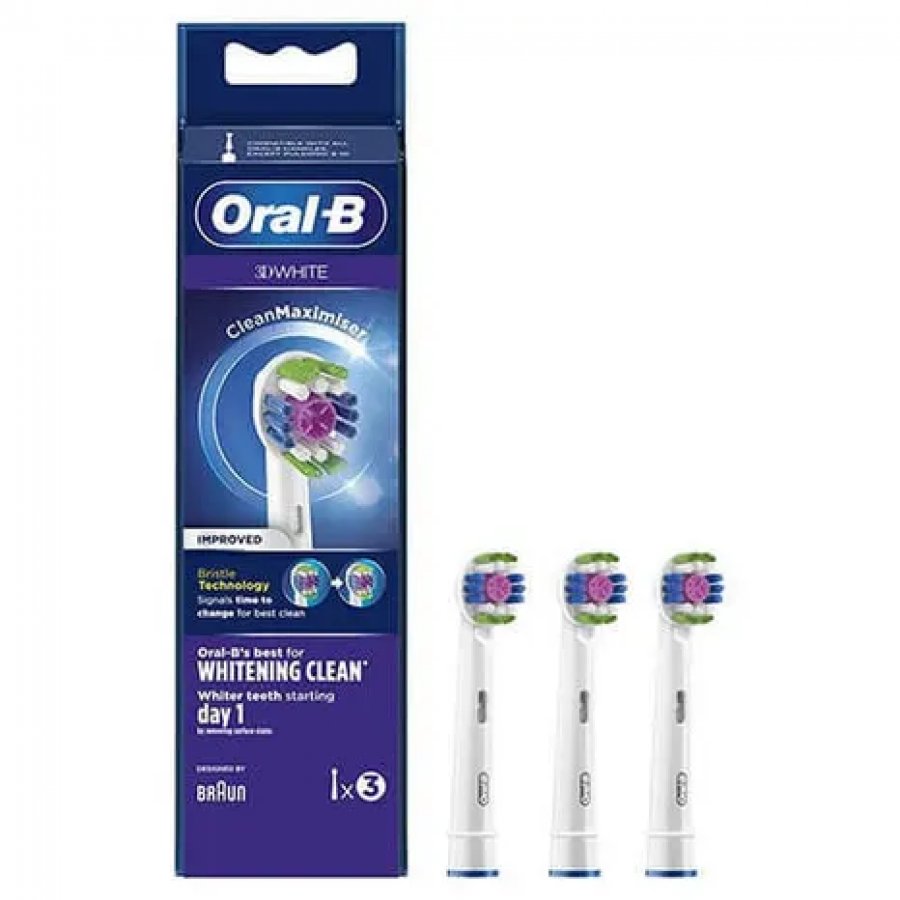 Oral-B - Pro 3D White Testine Di Ricambio 3 Testine - Testine di ricambio per una sorprendente sbiancamento 3D