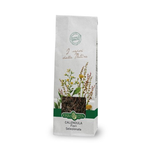 Erba Vita Fiori di Calendula per Tisana Lenitiva per Stomaco e Intestino 100 g - Proprietà terapeutiche naturali