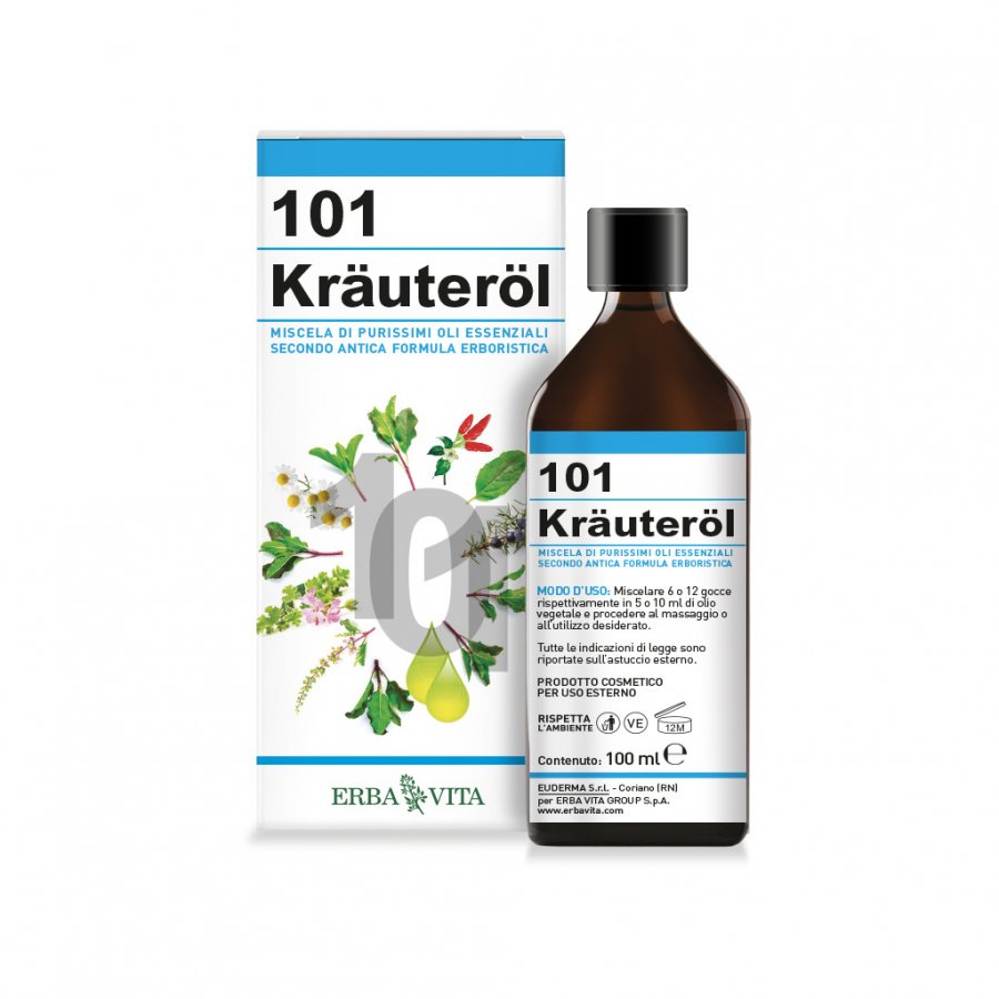 Erba Vita - Krauterol 101 miscela di oli essenziali purissimi per massaggi o aromaterapia 100 ml
