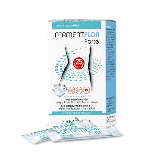 Erba Vita FermentFlor Forte 10 stick pack - Integratore probiotico con alfa-GOS e vitamine del gruppo B