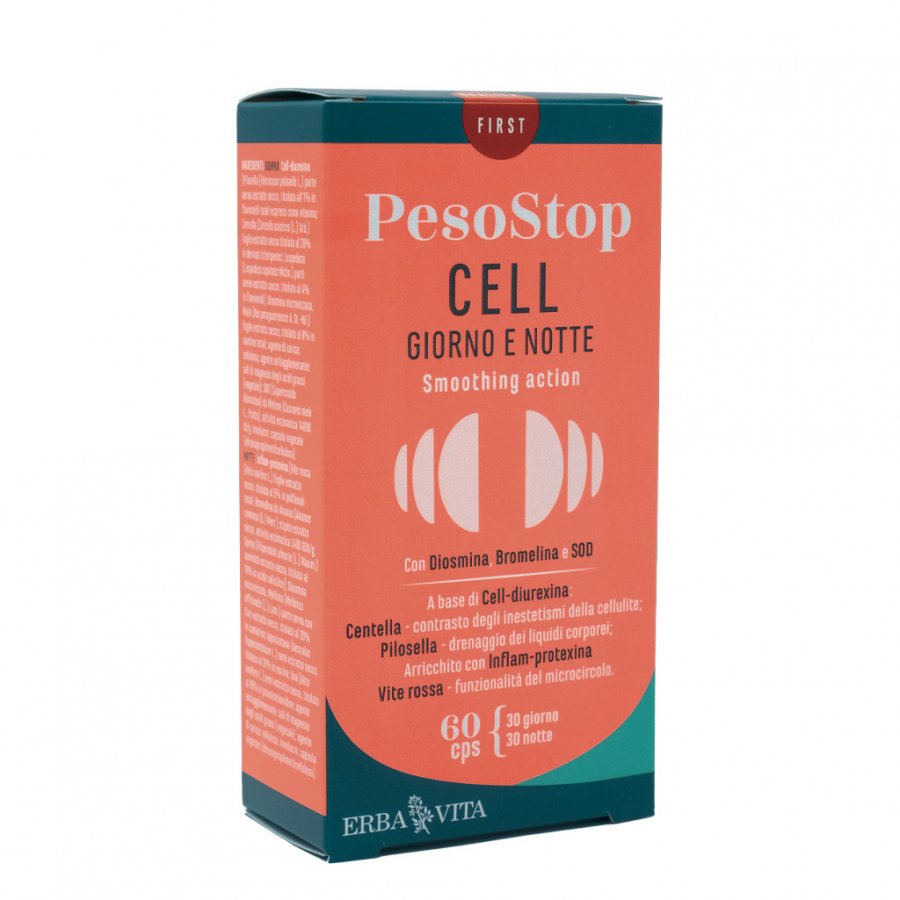 Erba Vita Peso Stop Cell Giorno e Notte 60 Capsule - Trattamento Completo per Contrastare gli Inestetismi della Cellulite