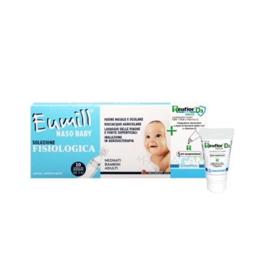 Bipack Reuflor D3 Immuno Gocce 5 ml + Eumill Naso Baby, 20 Contenitori