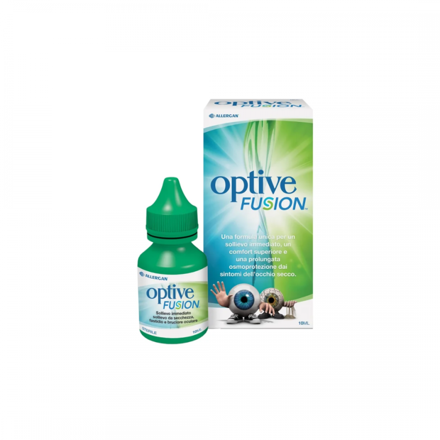 Optive Fusion Soluzione Oculare 10ml, Sollievo Occhi Secchi, Compatibile con Lenti a Contatto