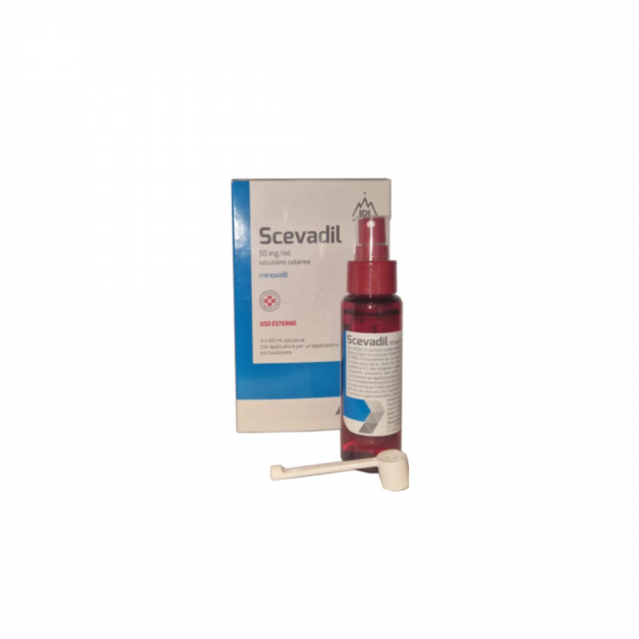 SCEVADIL Soluzione Cutanea 50mg/ml, 3 Flaconi da 60ml, Trattamento Perdita Capelli Uomo, Minoxidil