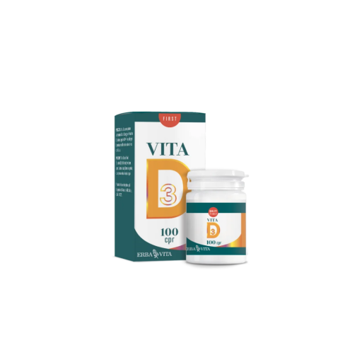  Vita D3 Erba Vita 100 Compresse, Integratore di Vitamina D per Sistema Immunitario e Ossa