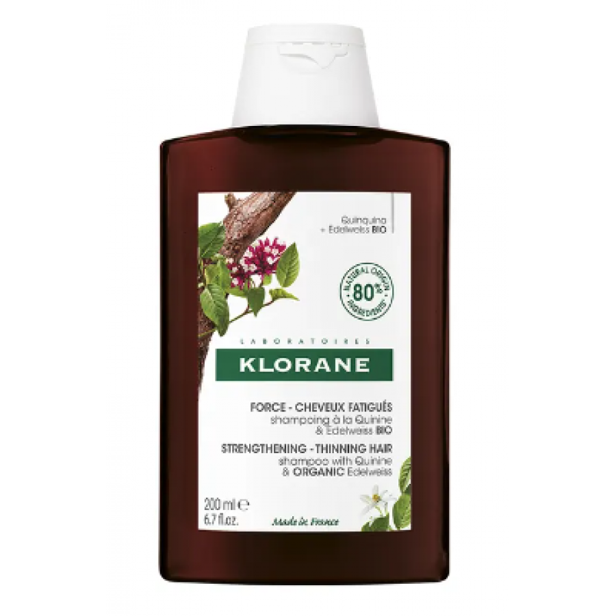 Klorane Shampoo Chinina Stella Alpina 200 ml - Fortificante e Stimolante per Capelli Privi di Tono