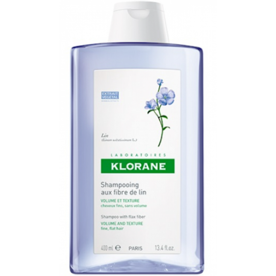 Klorane - Shampoo Fibre di Lino 400ml per Capelli Voluminosi e Lucenti