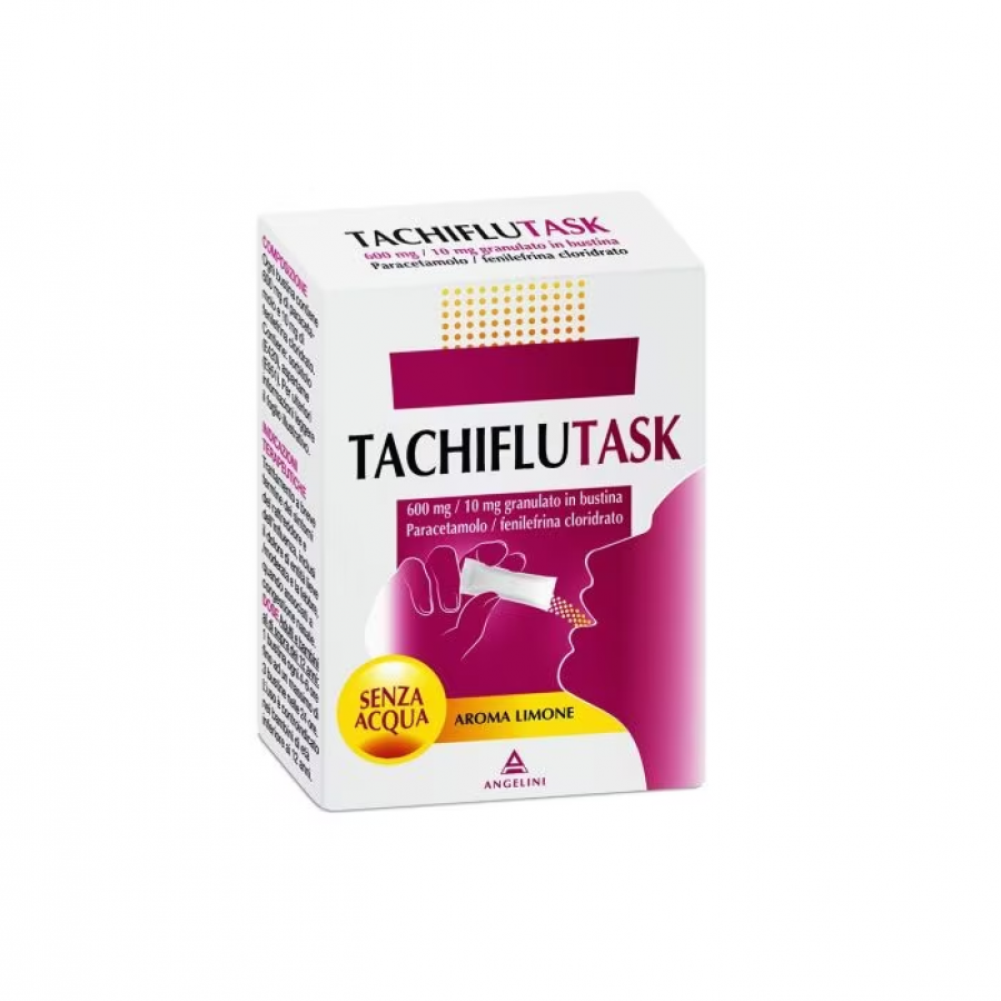 Angelini Tachiflutask 10 Bustine Limone - Trattamento Sintomatico per Raffreddore e Influenza