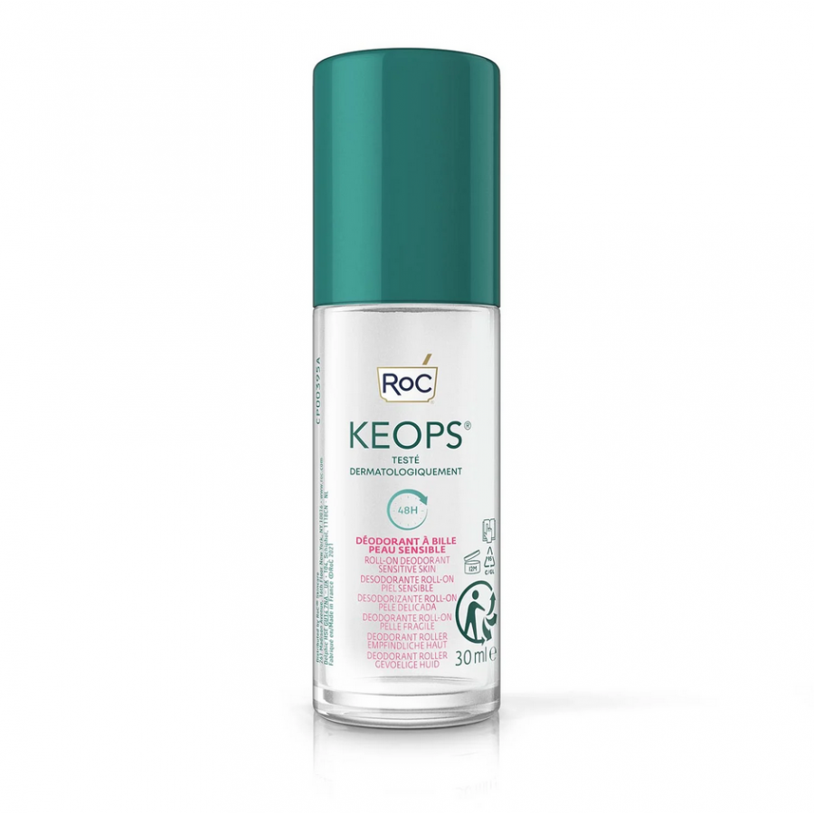 Roc - Keops Deodorante Roll-On Sensitive Pelle Sensibile 30ml - Protezione 48 Ore