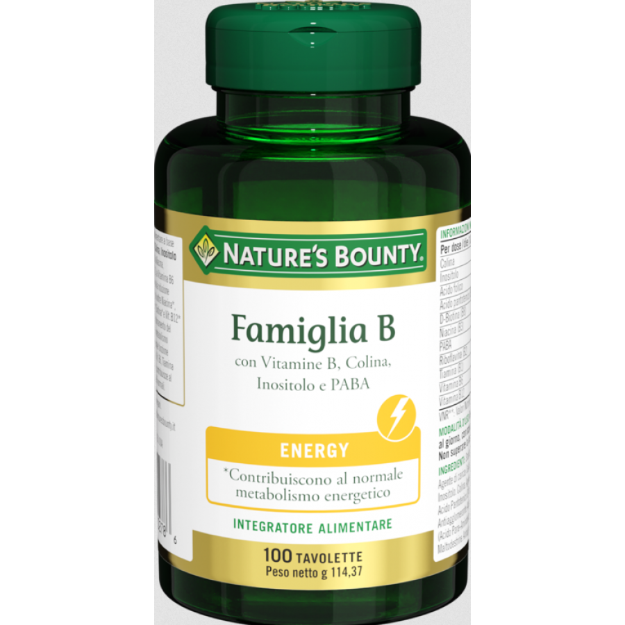 Nature's Bounty - Famiglia B 100 Tavolette: Integratore Multivitaminico del Gruppo B per Energia e Benessere