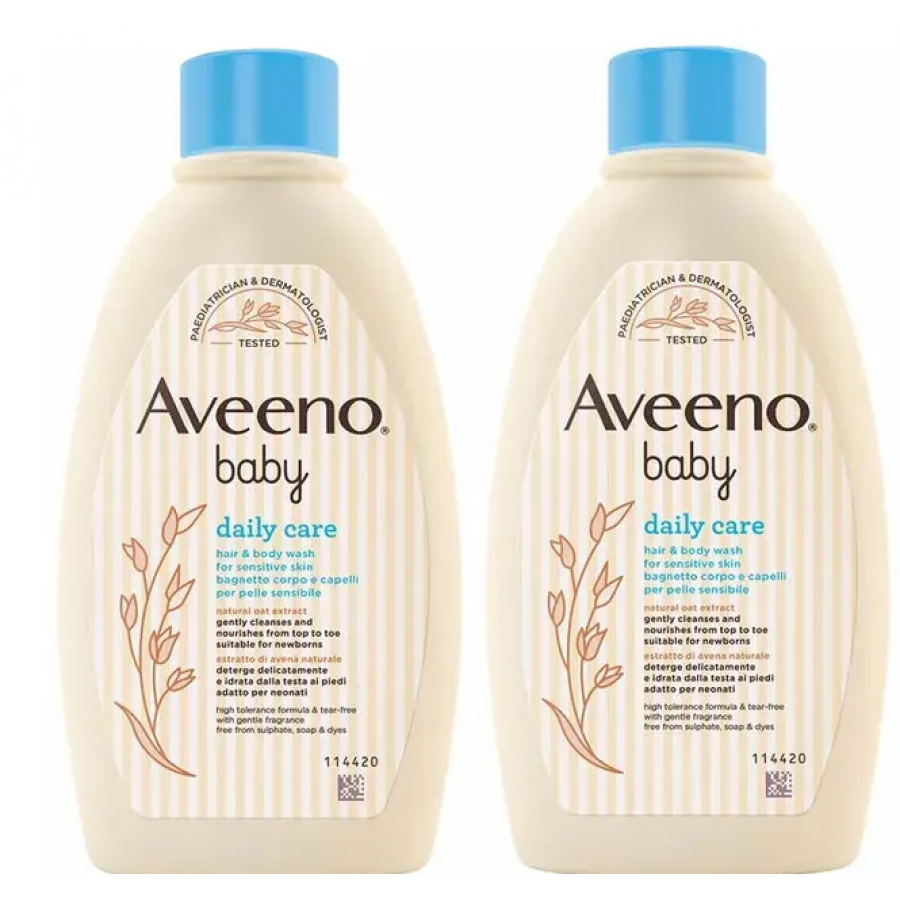 Avevo Baby Daily Care Bagnodoccia per Bagnetto Neonato Corpo e Capelli con Avena, senza Parabeni e Solfati 2 x 250 ml Bundle 