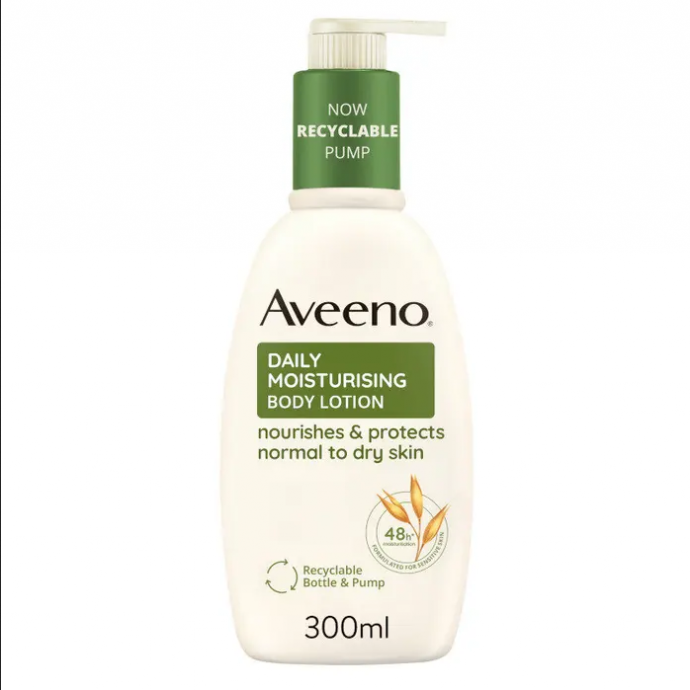 Aveeno Crema Idratante Corpo a Rapido Assorbimento Daily Moisturising, con Avena Colloidale, con Pump, 300 ml