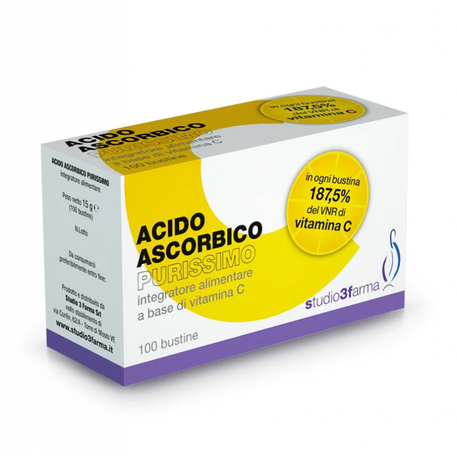 ACIDO ASCORBICO 100 Bustine - Integratore di Vitamina C - Confezione da 100 Bustine