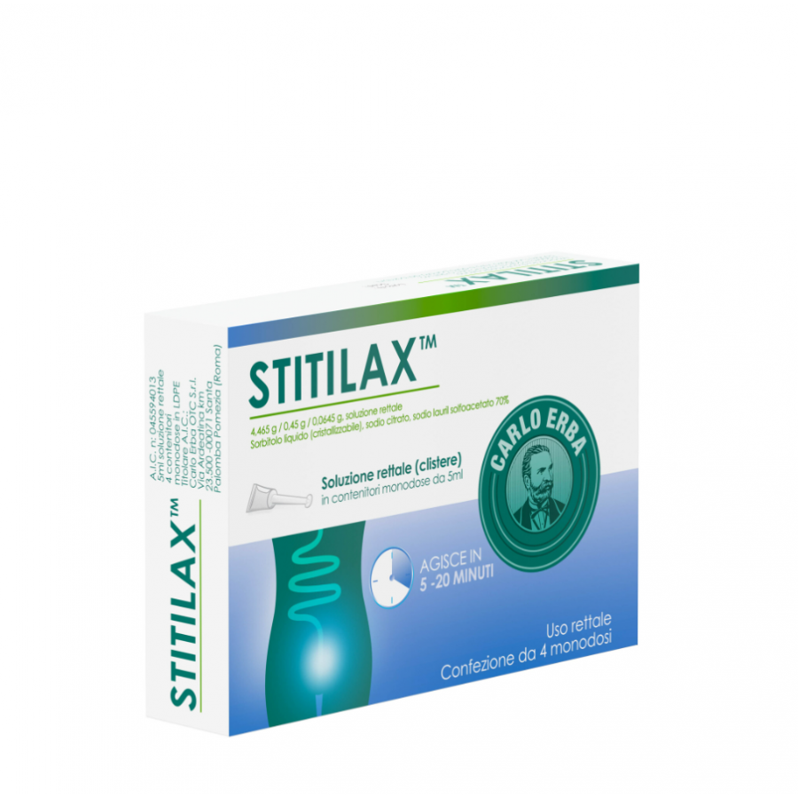 Carlo Erba Stitilax Lassativo - Soluzione Rettale 5 ml, 4 Contenitori Monodose