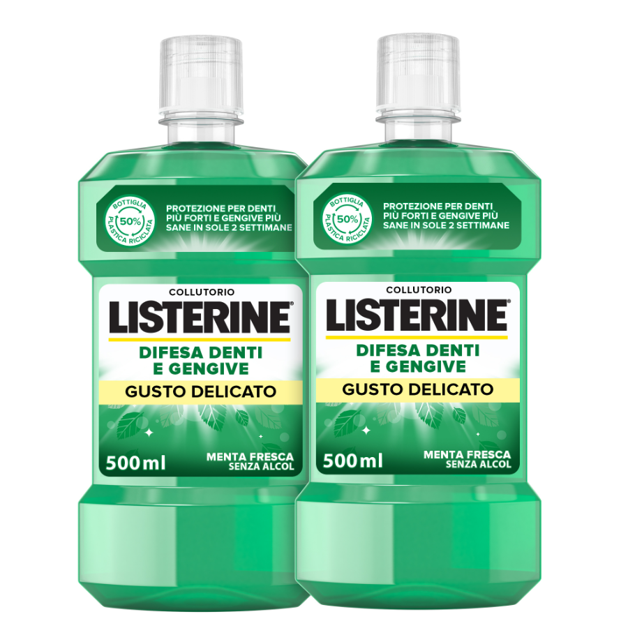 Listerine Collutorio Difesa Denti e Gengive Gusto Delicato - 2 x 500ml