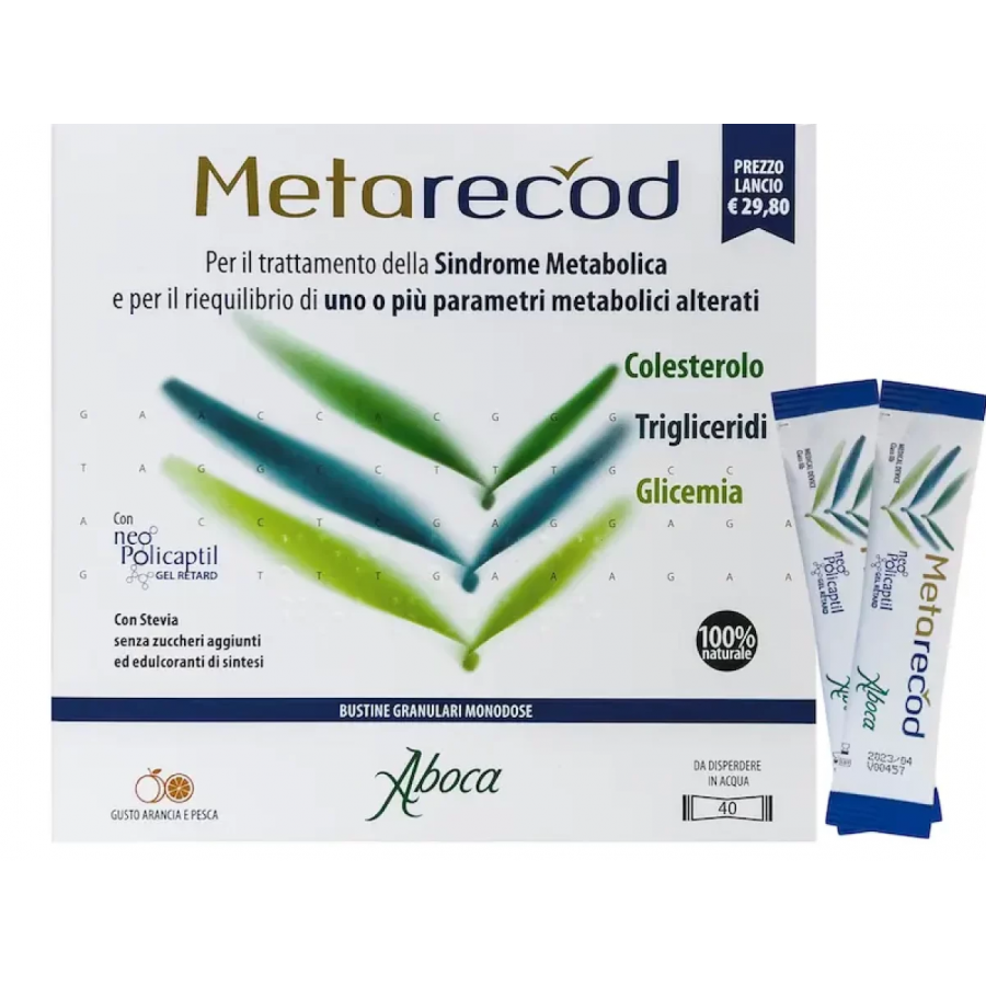 Aboca Metarecod - 40 Bustine Granulari Monodose, Trattamento Sindrome Metabolica e Riequilibrio Metabolico