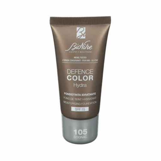 BioNike Defence Color Hydra Fondotinta Idratante 105 Cognac - Fondotinta Idratante Pelle Sensibile, 30ml