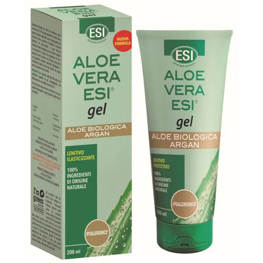 ESI Aloe Vera Gel con Olio di Argan, 200ml - Idratante, Elasticizzante, Nutriente, Senza Parabeni, Pelle Secca