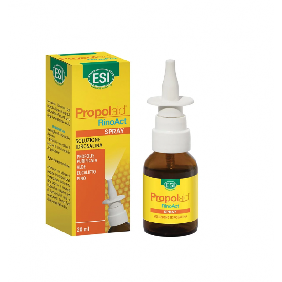 ESI Propolaid RinoAct Spray Nasale, 20ml, Congestione Nasale, Propoli, Eucalipto, Aloe Vera, Pino, Balsamico