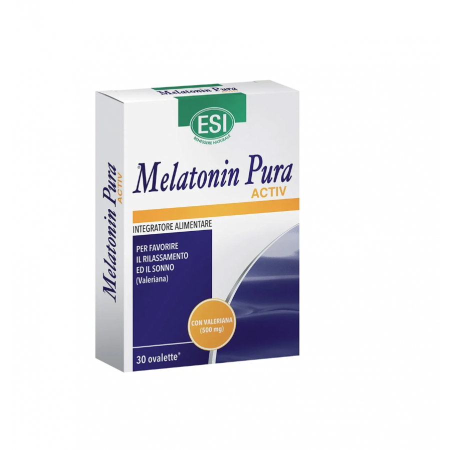 ESI Melatonin Pura Activ Integratore Melatonina e Valeriana - Sonno e Rilassamento, 30 Ovalette