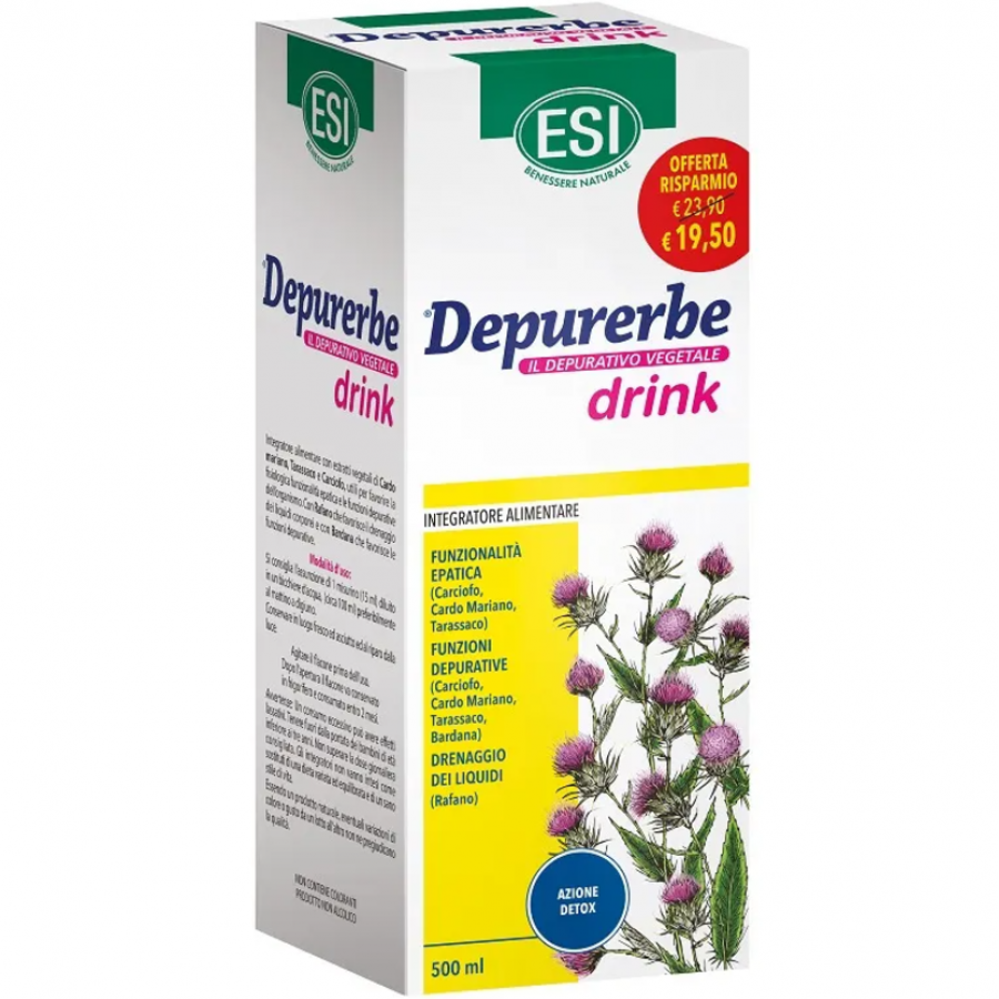 ESI Depurerbe, Integratore Depurativo per il Fegato, 500ml - Detox, Benessere Fegato, Diuresi, Vegano