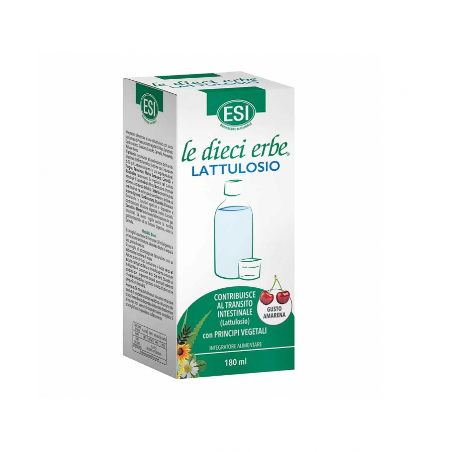 ESI Le Dieci Erbe Lattulosio, Integratore per il Transito Intestinale, 180ml, Prugna, Tarassaco, Carciofo, Cannella